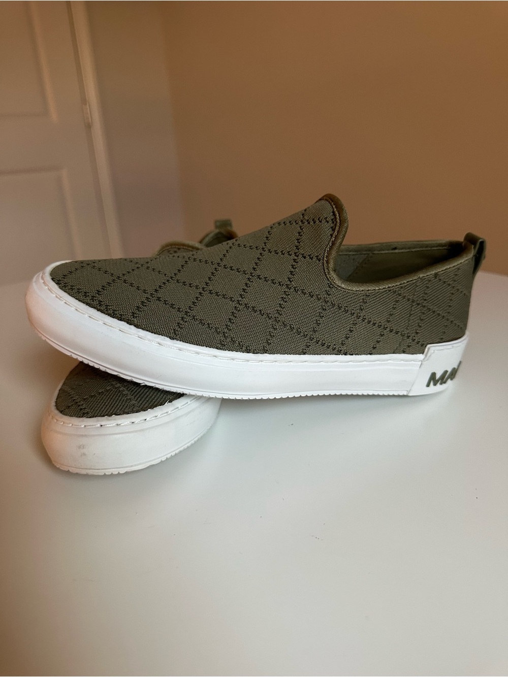 Marc Fisher Olive Green Knit Slip-On Sneakers in Olive Women’s Size 8M